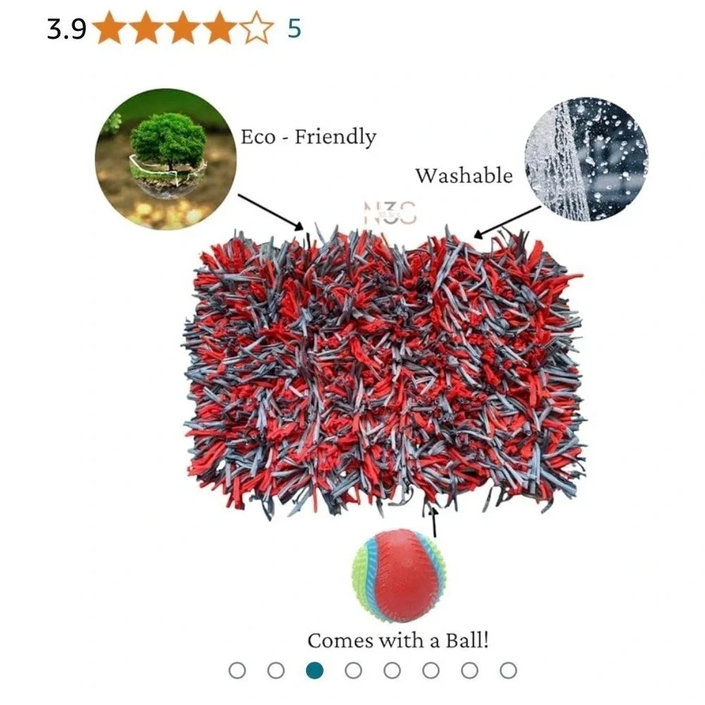 N3 Sol Dog Snuffle Mat Red Gray Foraging Enrichment Mat with Bonus Ball NEW‎